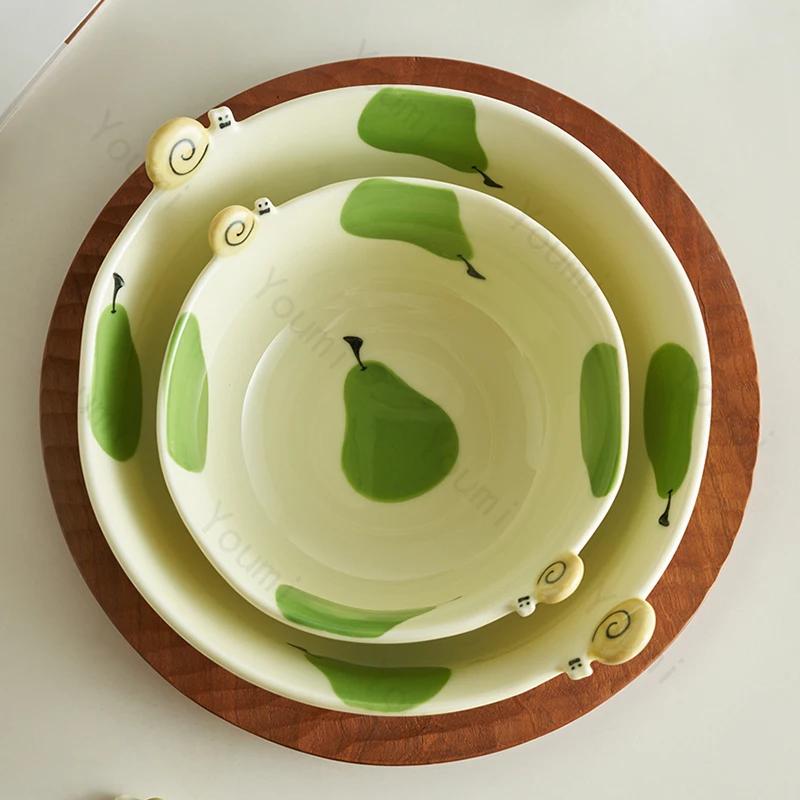 Assiette en Céramique Créative et Adorable pour Fruits, Luxe pour Restaurant, Bols Délicieux pour Ramen, Petit-déjeuner, Bol pour Avoine, Yaourt, Vaisselle Exquise