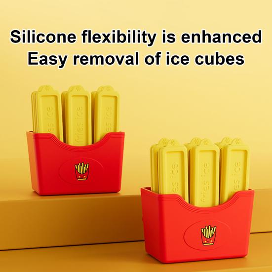 1 Set Silicone Ice Pop Mold with Suction Cup French Fries Shaped Ice Cube Tray for Freezer Easy-Release BPA-Free Fun Summer DIY for Homemade Popsicles