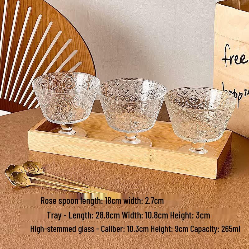 Vintage Embossed Sunflower Glass Dessert Bowl