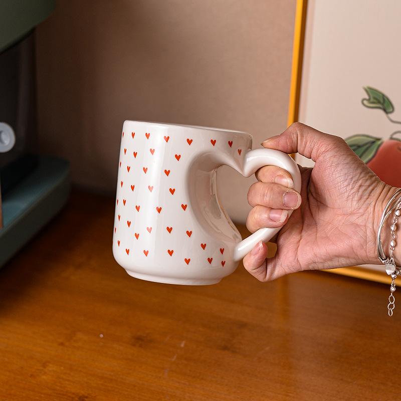 Love Heart Ceramic Mug Creative Office Coffee Cup Cute Breakfast Mug Couple Gift Design