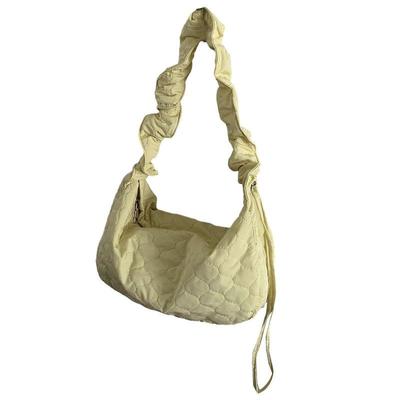 Mode Umhängetasche Vielseitige Schultertaschen für Mädchen Frauen Plissierte Kordelzug Einfarbig Taschen Koreanischer Stil Geraffte Tasche Gelb