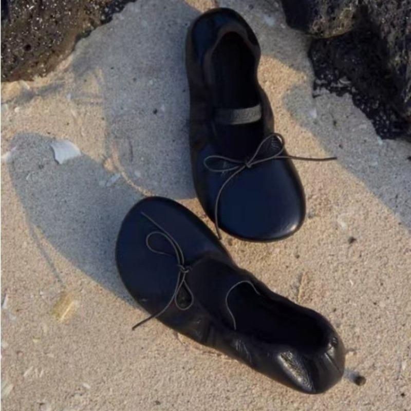 Fashion Spring new flat shoes women fashion round head shallow mouth butterfly knot soft sole anti-slip wear-resistant single shoes