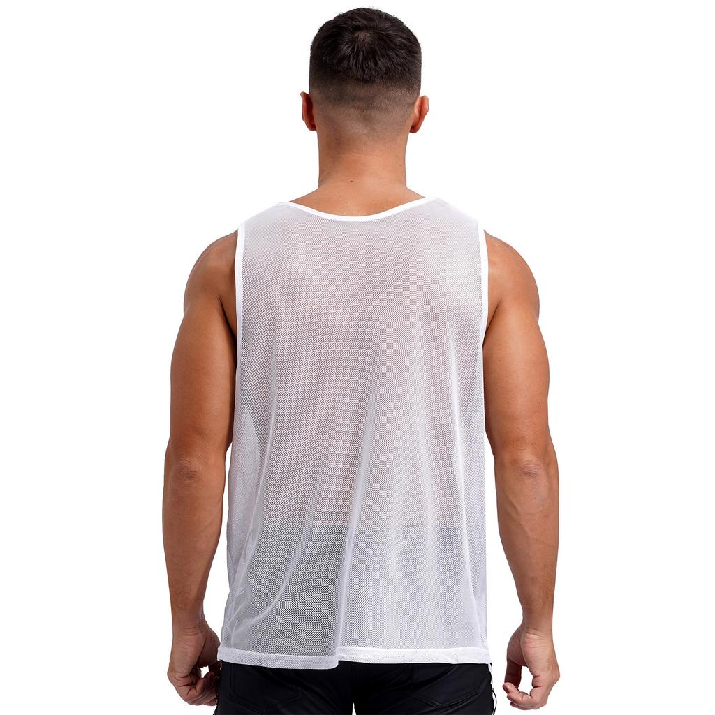 Herren Netz-Trainingsweste mit Aussparungen, Rundhalsausschnitt, Ärmellos, Tanktop, Teamsportbekleidung