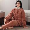 Pajamas Women's Winter Coral Fleece Thickened Fleece Three-layer Padded Cotton Winter Flannel New Padded Jacket Loungewear