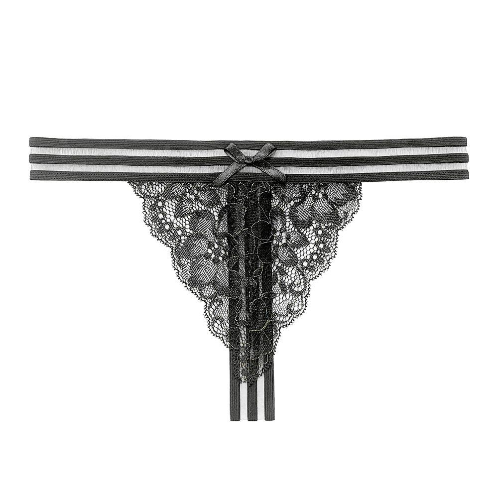 Fully Transparent Lace Tback Ultra-thin Design Sense Striped Sexy Panties Hot Temptation Thong Female 2274