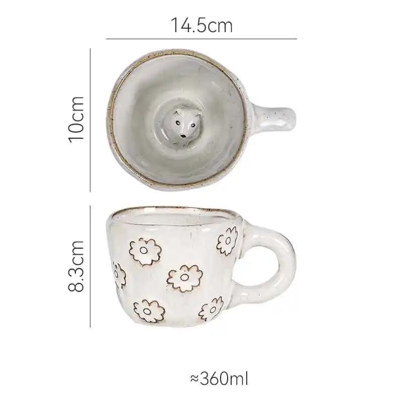 3D Cat Ceramic Mug with Animal Inside, Dog Figurine, Coffee Cup, Tea Milk Cups, Funny Cartoon Animal, Unique Birthday Gift
