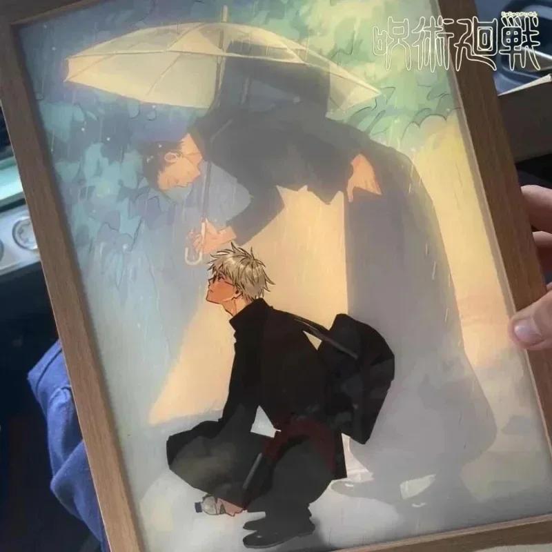 Anime Jujutsu Kaisen Led Light Painting Anime Figure Customized Led Night Lamp Painting Decor Photo Frame Desk Room Decoration