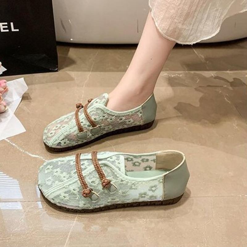 Женские Балетки Нескользящие Бабушкины Мамины Туфли Мэри Джейн Комфортные Летние Сетчатые Кружевные Лоферы Удобные Для Ходьбы 2026 Новые Кроссовки Женские 35 светло-зеленый