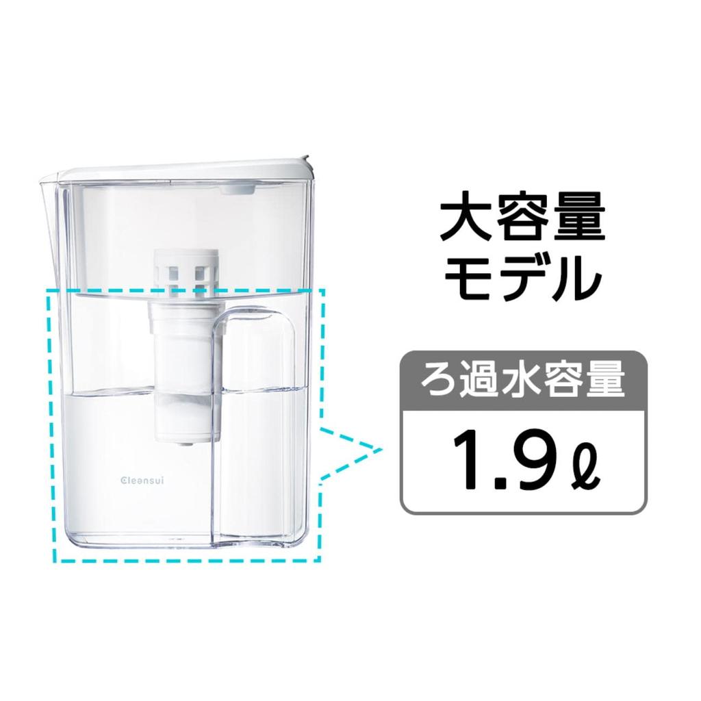 Cleansui water purifier pot type cartridge total 1 piece body Filtered water Total 3L [main CP407-WT] capacity 1.9L capacity