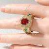 Vintage Inlaid White Green Red CZ Women's Ring Trendy Gold Color Geometry Daily Wear Party Jewelry Anniversary Gift