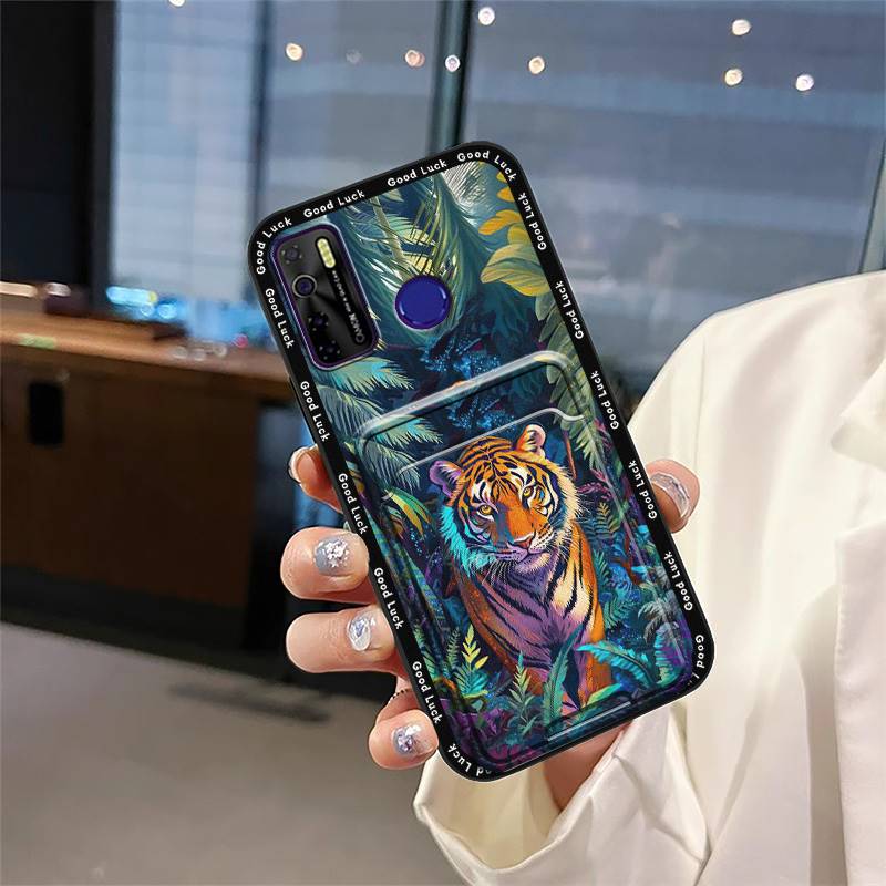 Back Cover Card Slot Phone Case For Tecno Camon15/15Air/16S/KD7H/CD6/CD7/Spark5/5Pro Cartoon Card Bag Waterproof Cover