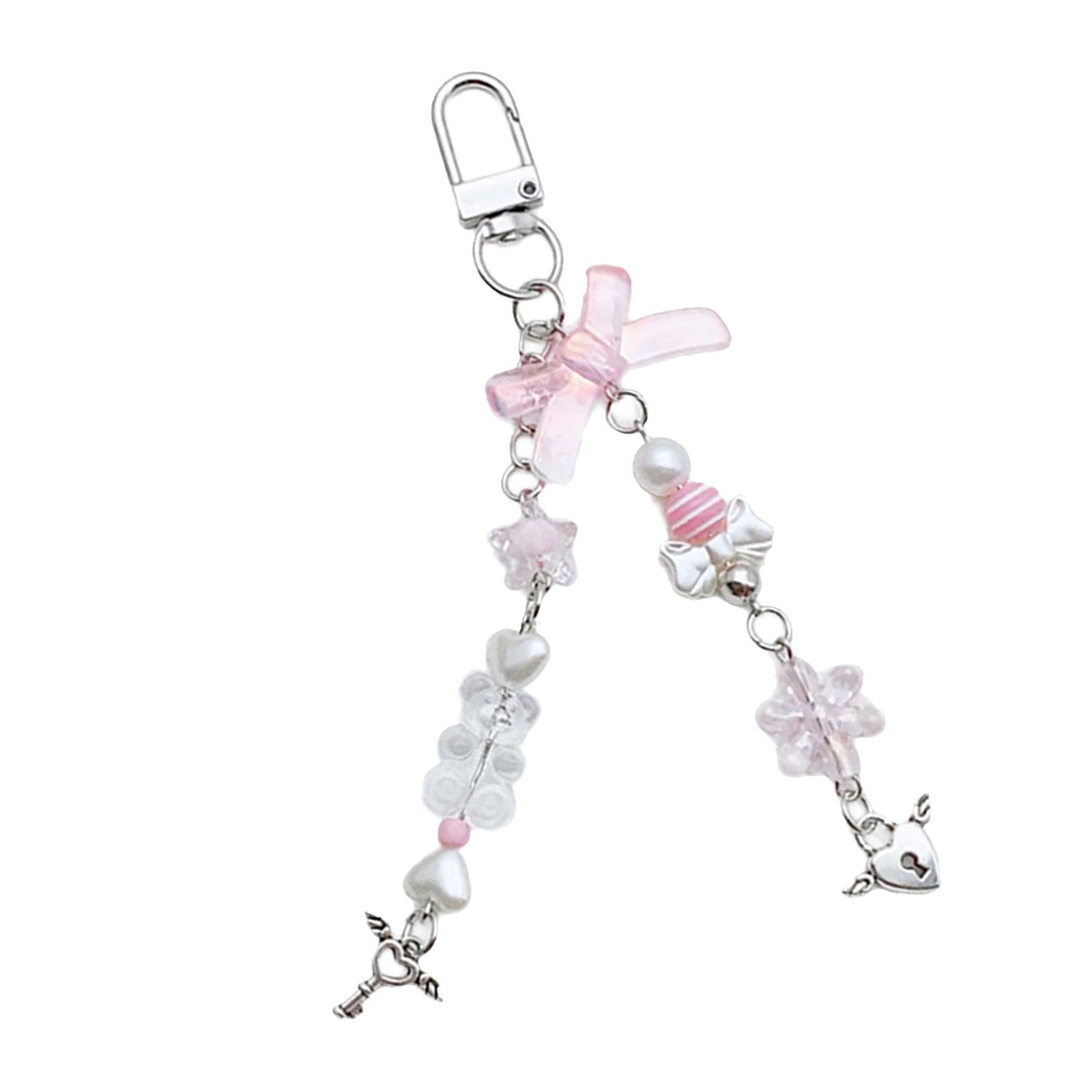 

Lovely Bowknot Bear Snowflake Keychain Pendant Bag Phone Pendant Women Backpack Handbag Charm Lovely Hangings Decoration T2 розовый