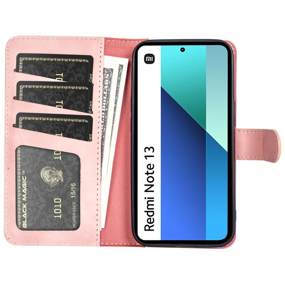 

For Xiaomi Redmi Note 13 4G Case Leather Wallet Phone Cover Color Splicing Green