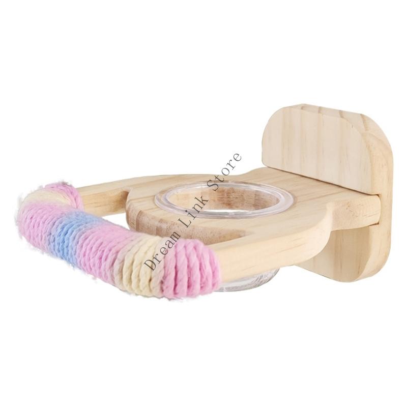 

Cotton Rope Wrapped Bird Perch With Feeding Cup For Small Parrots Cockatiels Conures Play Stand Training Tool