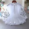 Women's Summer Literary Loose Casual Lantern Sleeve Shirt Temperament Design Embroidery Elegant Top