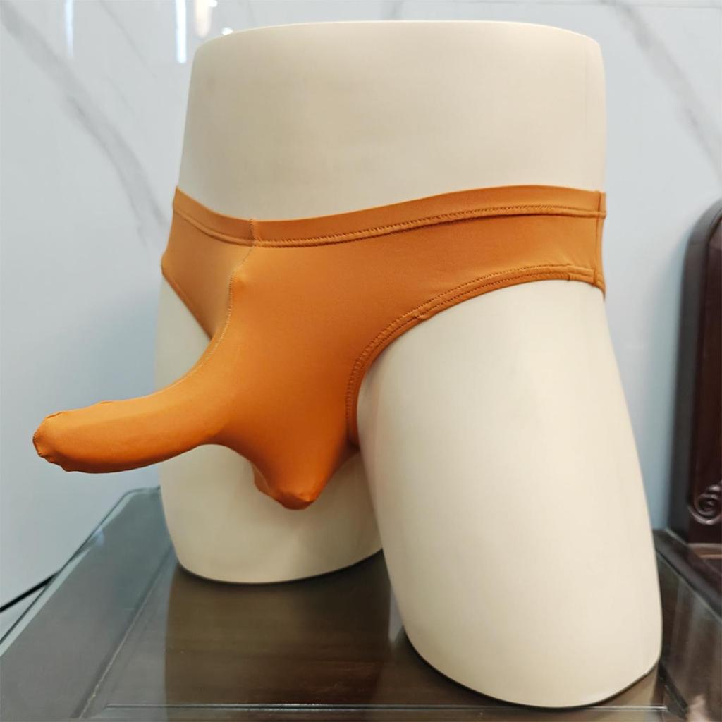 Men's Trendy Ice Silk Triangle Underwear with Unique Elephant Nose Design and Gun-Bullet Separation Feature