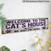 2D Flat Printing, 1pc, Welcome to The for cat'S House - We Only Pay Rent Vintage Aluminium Decorative Sign, Outdoor Plaques And Wall Art