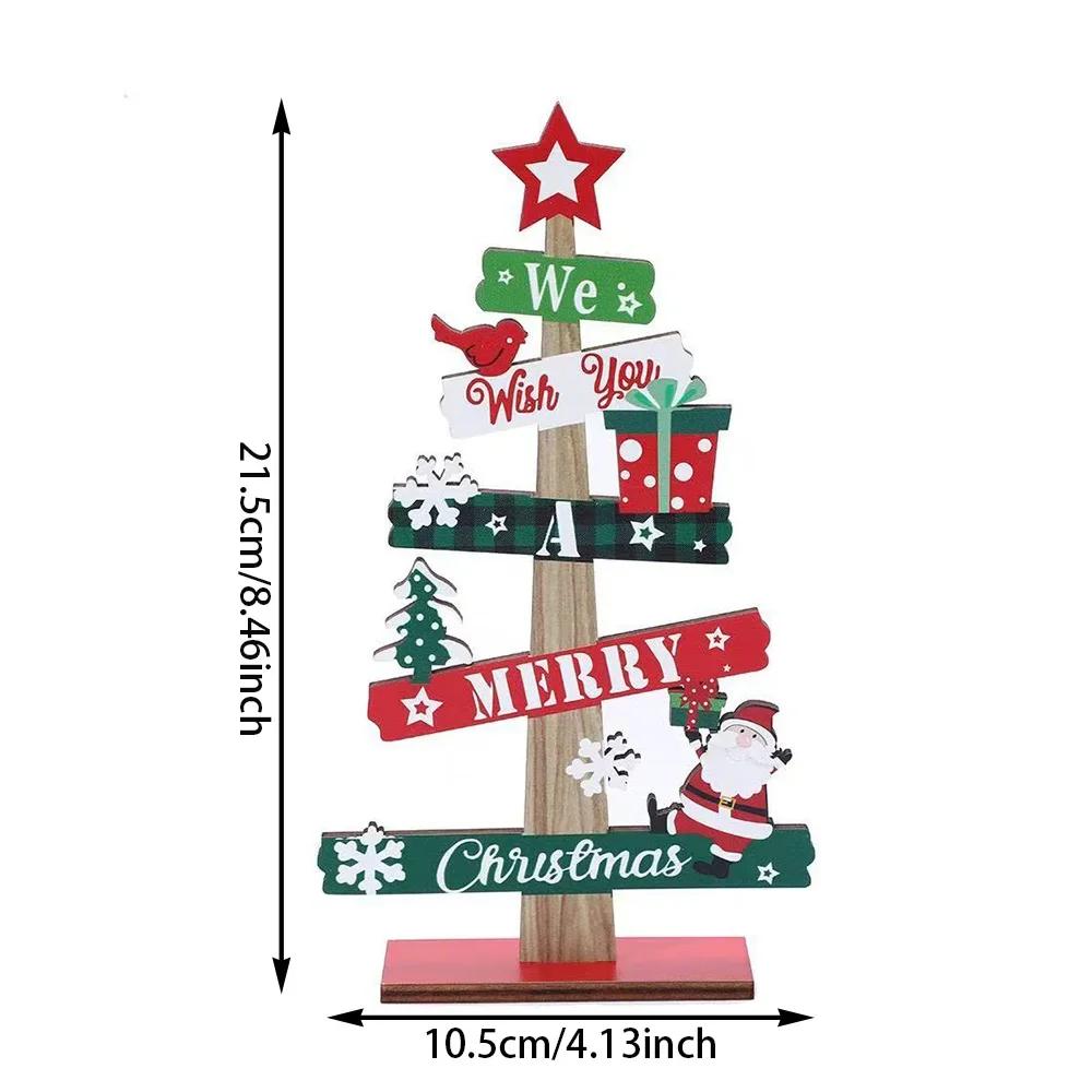 2/4×Wooden Xmas Tree Ornaments Santa Claus Snowman Plush Toy 2026 Merry Christmas Home Decoration New Year Desktop Decor Navidad