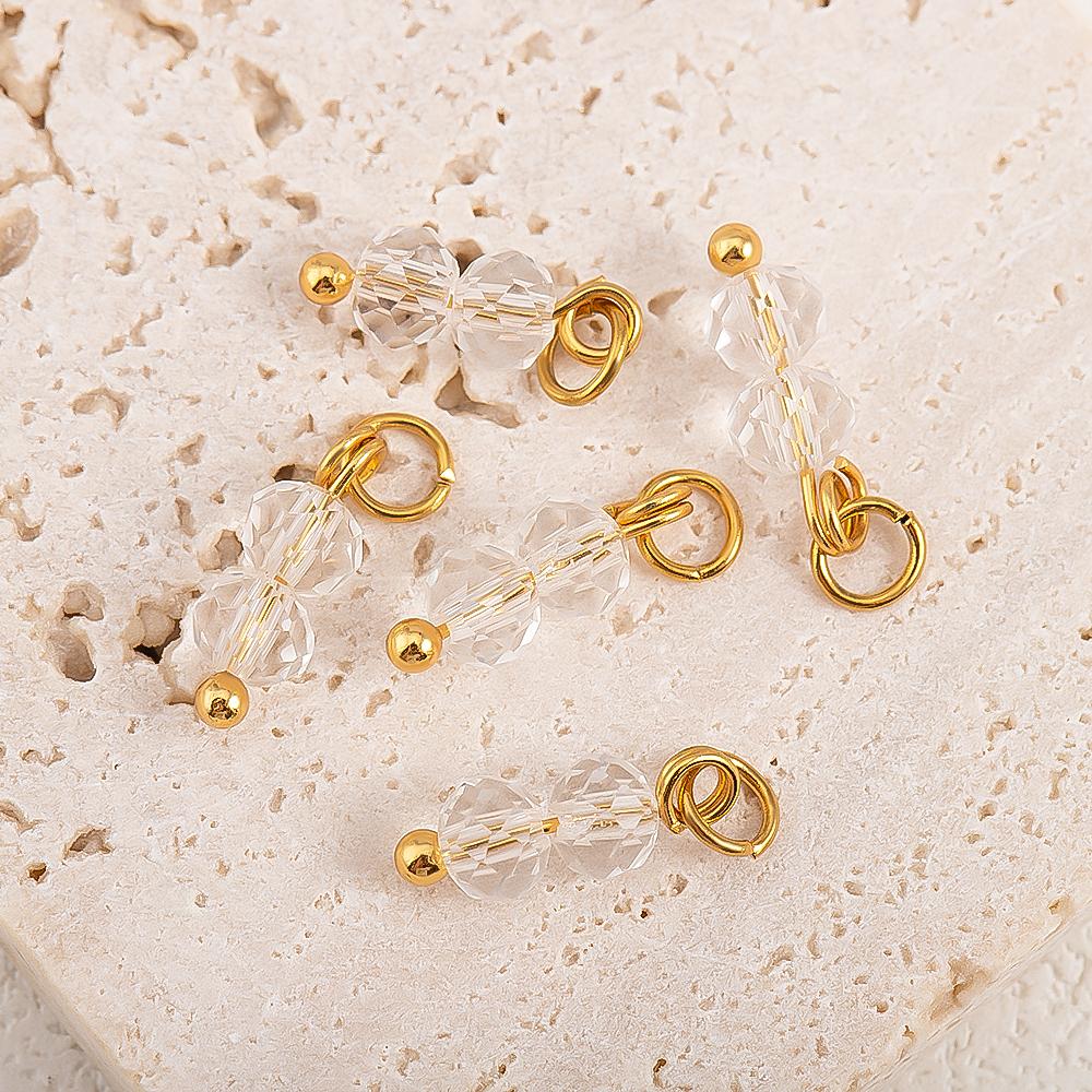 

5pcs Colored Crystal Double Beads Charm Stainless Steel Earring Charms for Women DIY Handmade Necklaces Bracelet Jewelry Making