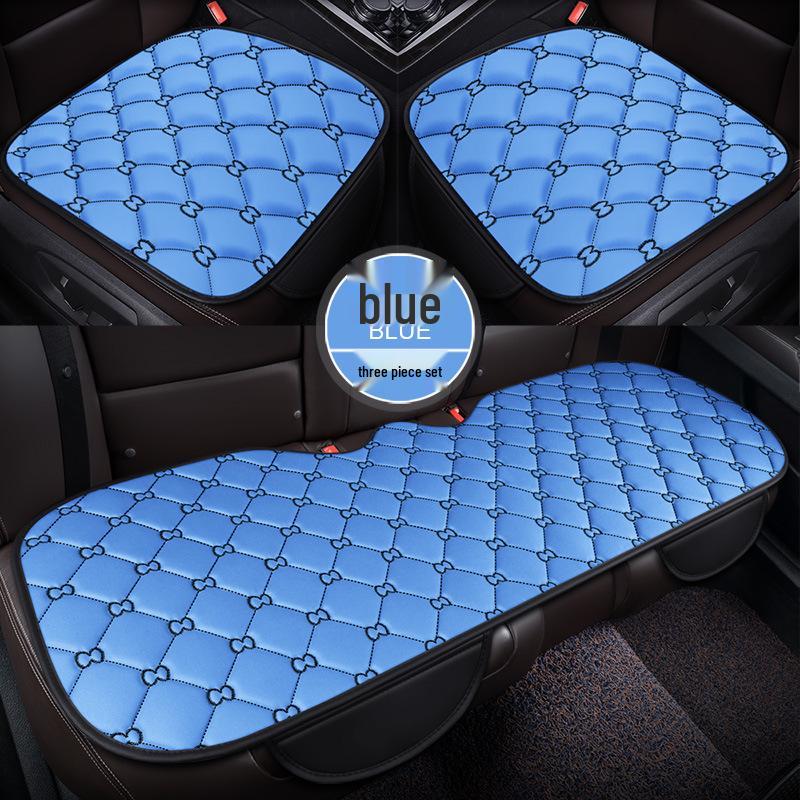 Bamboo Charcoal Leather Car Seat Cushion Set, Three-Piece, No Backrest, All-Season Interior Kit
