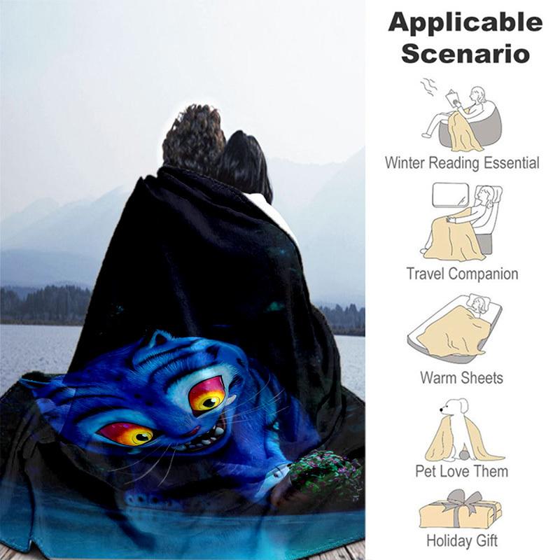 1pc Blue Tiger with Red EyesCartoon Blanket,Portable Throw for Travel , All-Season Cozy Blanket,Ideal Gift for Christmas, BirthdaysPB038