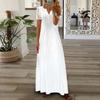 Damen-Sommerkleid, satte Farben, Blumendruck, V-Ausschnitt, Spitze, Patchwork, aushöhlen, kurze Ärmel, plissiert, Boho-Party, Maxikleid, Damenbekleidung