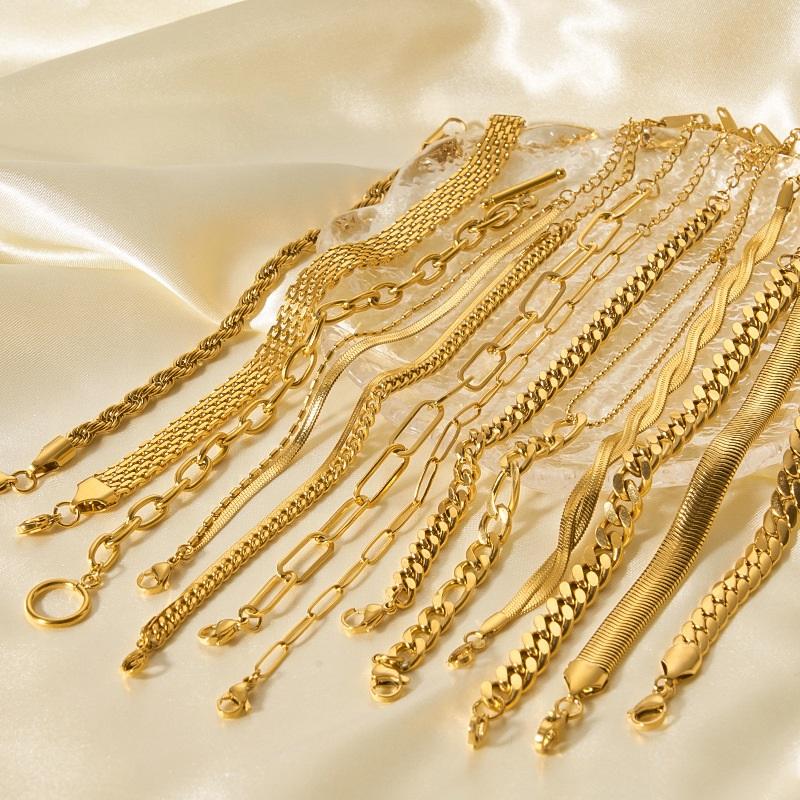 European And American Titanium Steel Bracelet Diy Bracelet 18k Gold Plated Non Fading Stainless Steel Chain Bracelet