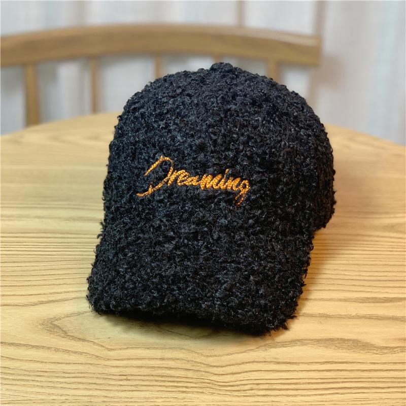 Baseballkappe für Damen Teddy Lammwolle Warm Winter Ins Vielseitig Trendige Mütze Samt Schirmmütze Zeigt Gesicht Kleiner Ins Stil