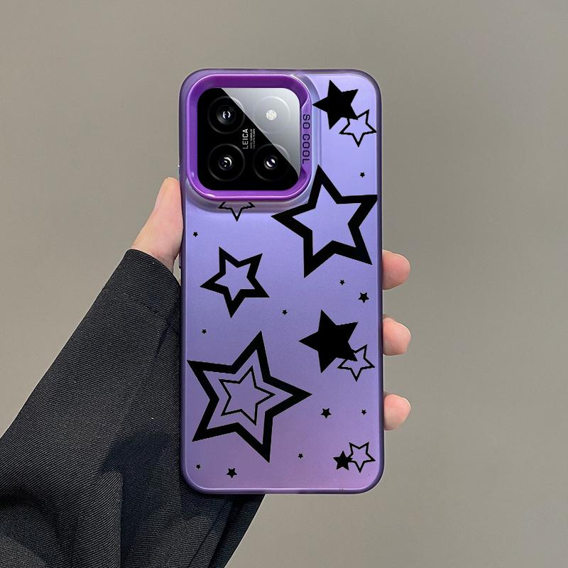 Gift Phone Case For Xiaomi Redmi Note 15 14 5G 13 12 10 11 Pro Plus 4G 15C 14C 13C 12C Silver IMD Cover Style Stars Pattern