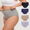 Plus Size High-Waisted Women's Briefs - Solid Color, Pure Cotton, 40s Style
