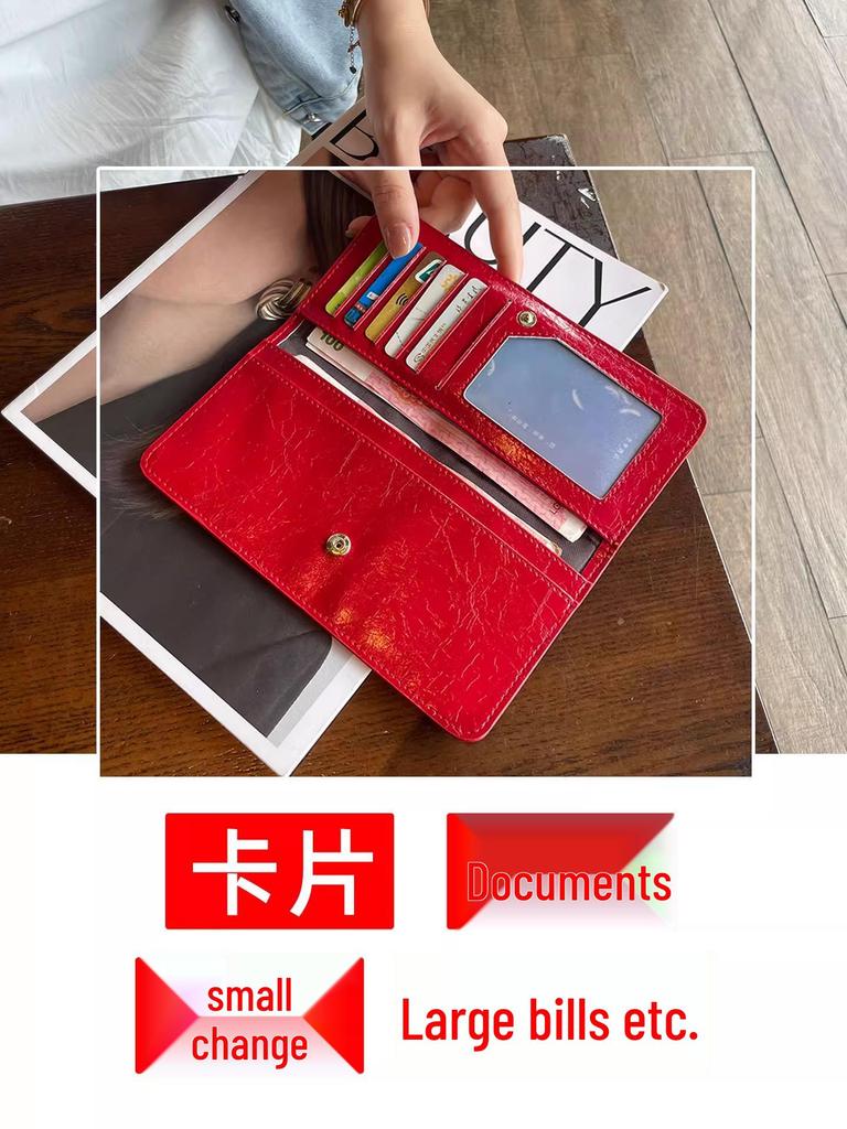 Women's Genuine Leather Long Wallet 2025 - Card Holder, Trendy, High-End, Practical Design