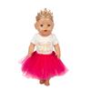 Set of 3 Birthday Doll Pink Clothing Accessories Including Skirt Romper Headband for 43cm / 17Inch Newborn Baby Doll (No Doll)