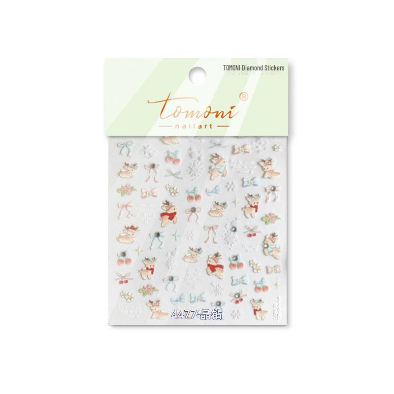 Tomoni Crystal Snow Deer Nail Art Stickers - Hot-Selling Stationery and Mobile Phone Accessories
