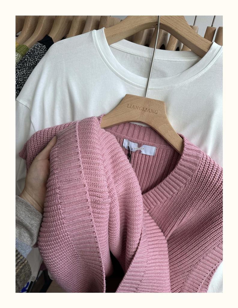 Xiao Wang's 19364 Spring Korean Plus Size V-Neck Casual Loose Knit Sweater Vest