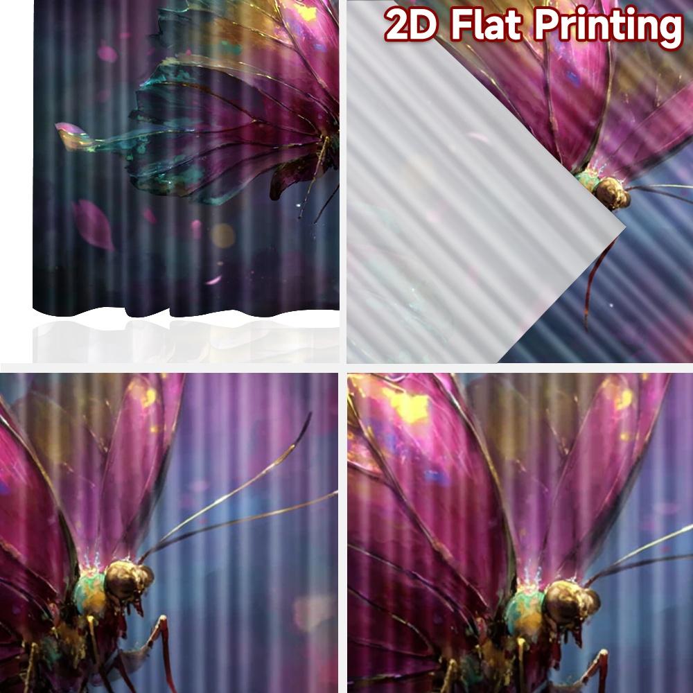 2D flat printing 2pcs Curtain Curtain Colorful Flying Butterfly Digital Printed Polyester Drapes Family Party Perfect for Room