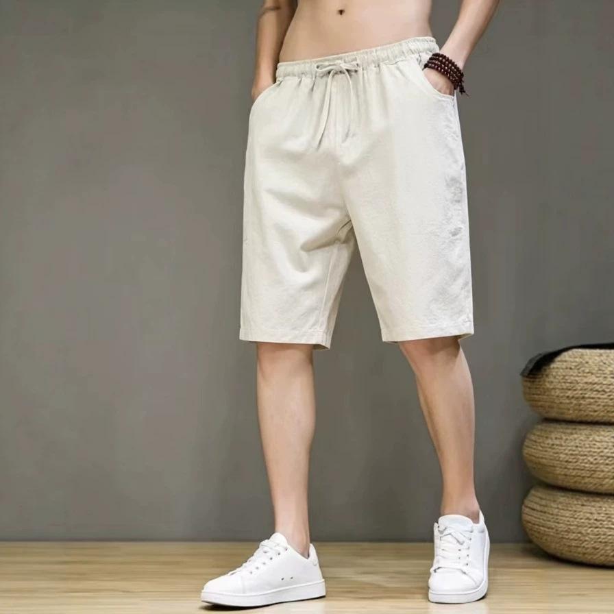 Linen Casual Shorts New Men's Summer Loose Outer Wear Five-point Pants Thin Cotton and Linen Five-point Pants