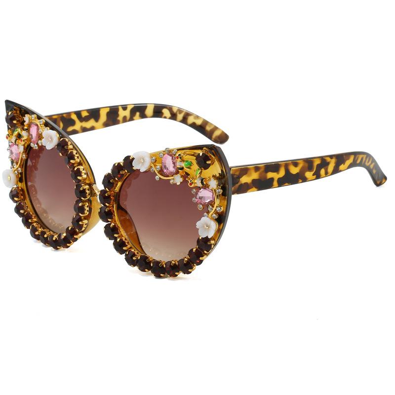 New personalized exaggerated handmade diamond sunglasses, European and American fashion B cat eye party glasses trendy sunglasses