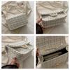 Women's Tweed Chain Small Square Bag Fashionable Single Shoulder Crossbody Bag Vintage Minimalist Handbag