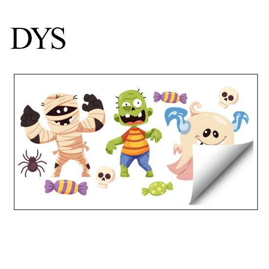 Cute Cartoon Pumpkin Ghost Decals Halloween Static Window Clings, Witch Monsters Decals, Waterproof Children Room Holiday Decoration Removable