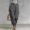 Women High Waist Cargo Pants Multi‑Pocket Loose Harem Trousers Drawstring Ankle Banded Casual Streetwear