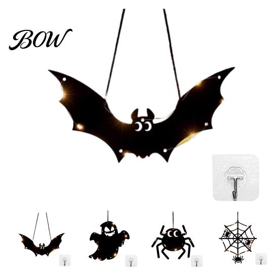Outdoor Halloween Accessories Pumpkin Hanging Decor, Non-Woven Ghost Ornament with Light String, Spooky Holiday Decorations Door Wall Decor for