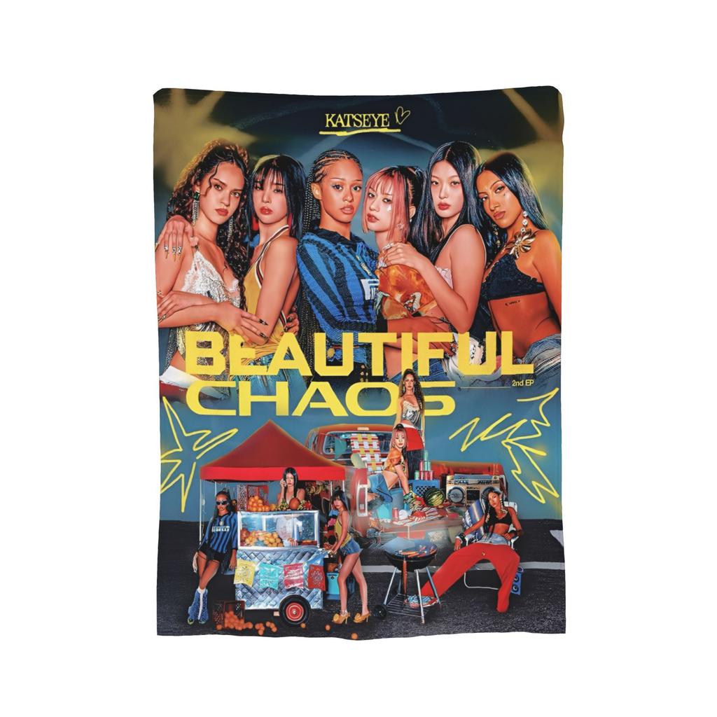 Kpop Katseye Blankets Coral Fleece Plush Spring/Autumn Music  Multifunction Lightweight Throw Blankets for Bed Car Rug Piece