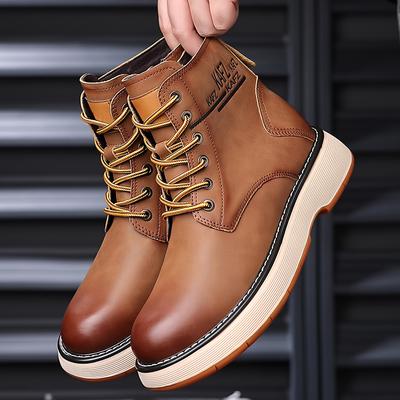 Moda 2024 Klasyczne Nowe Męskie Buty z Naturalnej Skóry Gruba Podeszwa Męskie Buty Wysokie Męskie Modne Buty Rycerskie Outdoorowe Męskie Buty Robocze