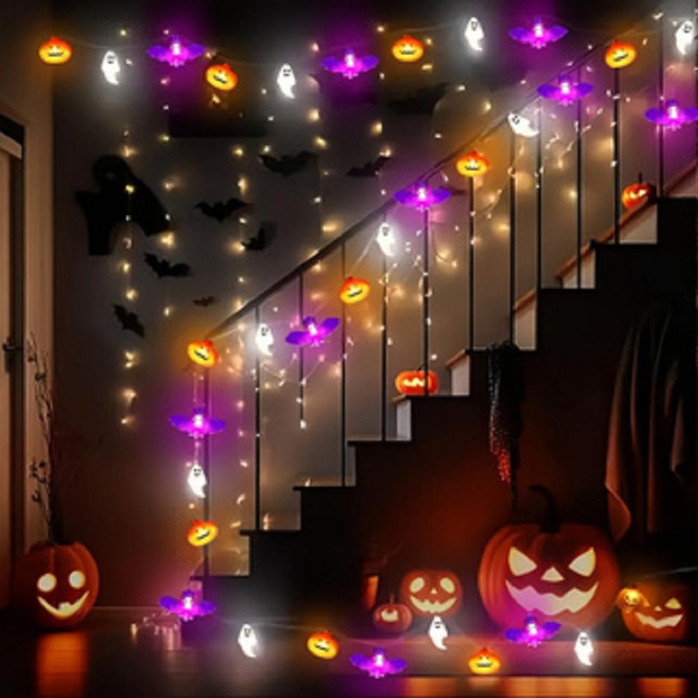 1PC LED Halloween String Light Garden Horror Atmosphere Hanging Decorative Lamp Battery Powered For Halloween Theme Party Decor