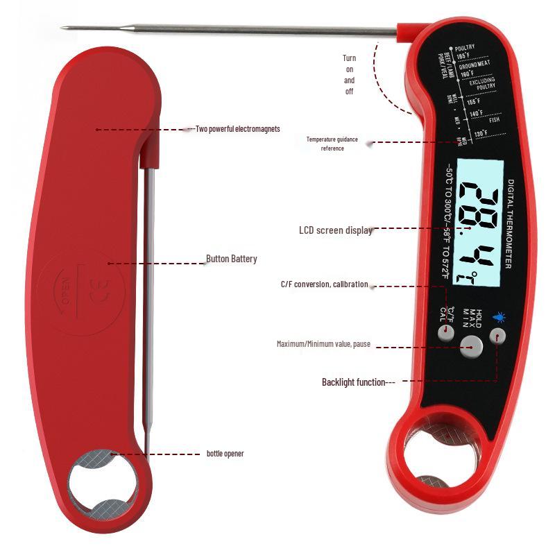 Folding Kitchen Thermometer for Meat, BBQ, and Oven Roasts