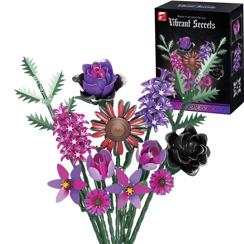 

614 шт. Готический букет цветов Строительные блоки Романтическая модель цветка Кирпичики Украшение для дома Детские развивающие игрушки DIY Праздничный подарок