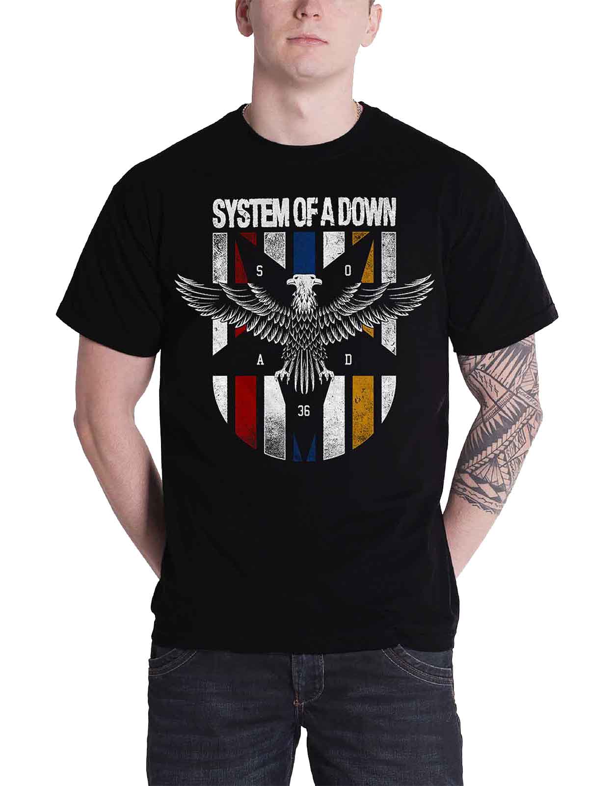 System Of A Down T Shirt Eagle Crest band logo Official mens black XL
