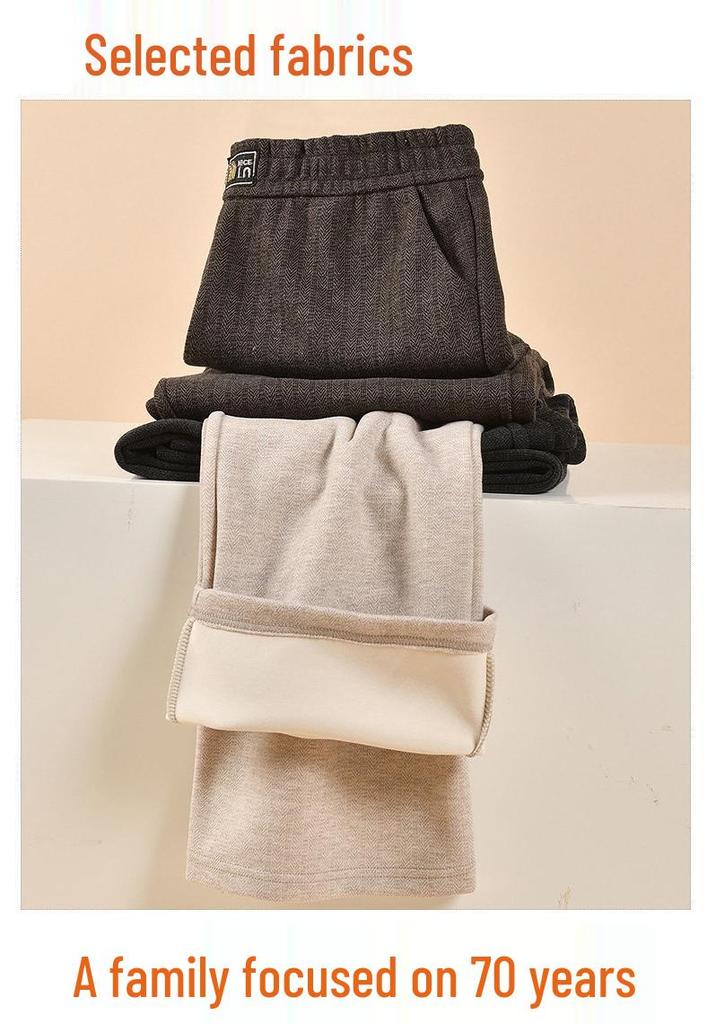 Chic Grandma Plus Size Woolen Pants, Fleece-Lined for Autumn/Winter 