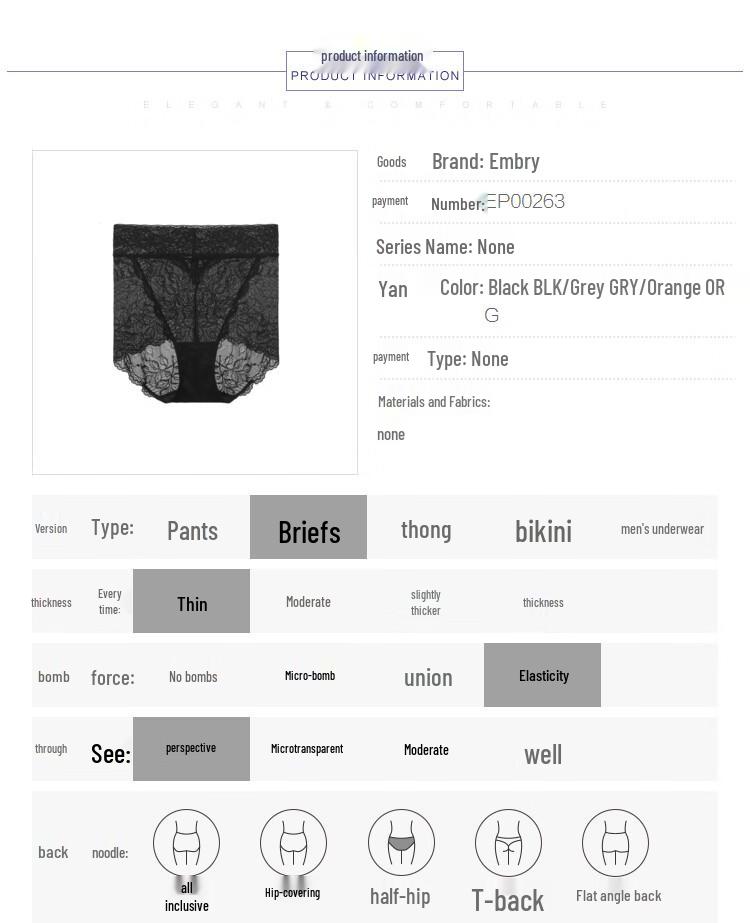 Anlifang Floral Lace High-Waist Briefs for Women