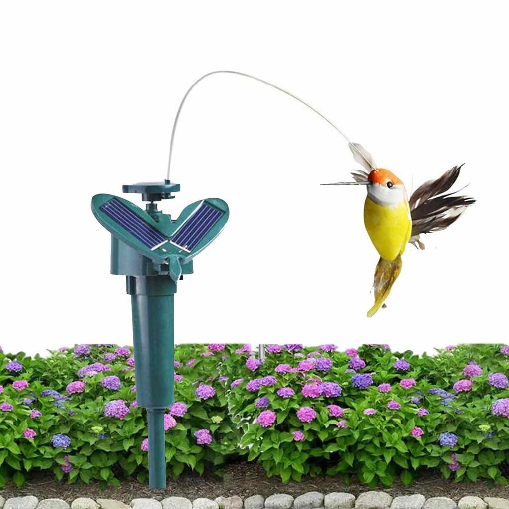 1pc Solar Powered Flying Wobble Hummingbird Ornament Durable Garden Dancing Fluttering Humming Bird Stake Lawn Decor